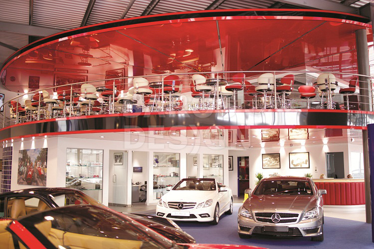 Stretch ceiling at a car dealership in London