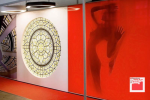 An example of a back-side (NIGHT) photo-printed image on a Lacquer-finish ceiling (shade L12)